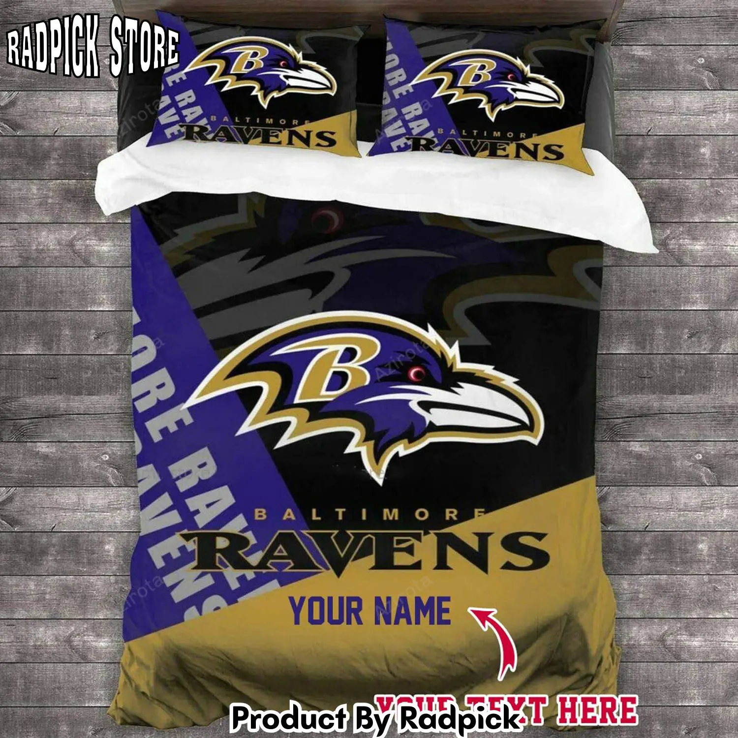 Radpick baltimore ravens football 11 personalized custom bedding sets king queen twin bedding set rp3278481